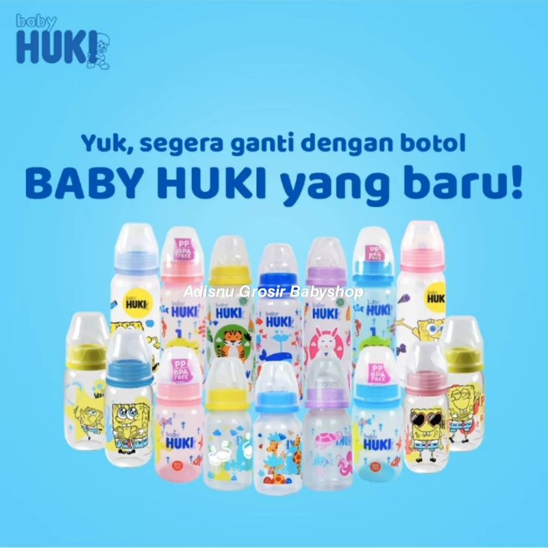 Baby Huki Botol Susu Bayi Dot Gepeng Orthodontic BPA Free  60 CI0342 | 120 CI0330 | 240 CI0329