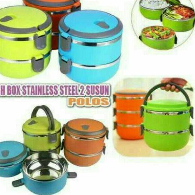 ✻ Lunch box rantang susun 2 stainless steel / kotak makan 2 susun ۩