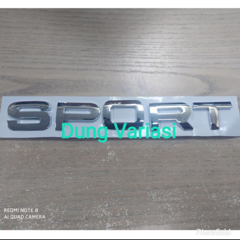 emblem tulisan SPORT chrome mobil universal