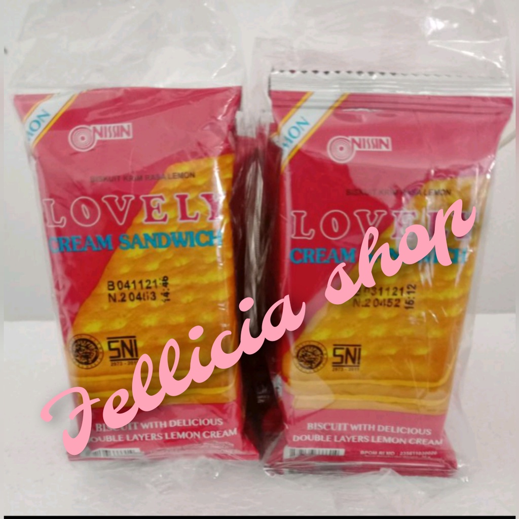 

BISCUIT KRIM RASA LEMON CREAM DAN COKLAT SANDWICH LOVELY NISSIN-JUAL 1 PACK ISI 10PCS