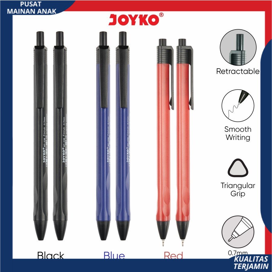 (12 pcs) PULPEN JOYKO VOCUS BP 338 / BALLPOINT PENA LANCIP JOYKO 0.7MM 1 PAK PMA