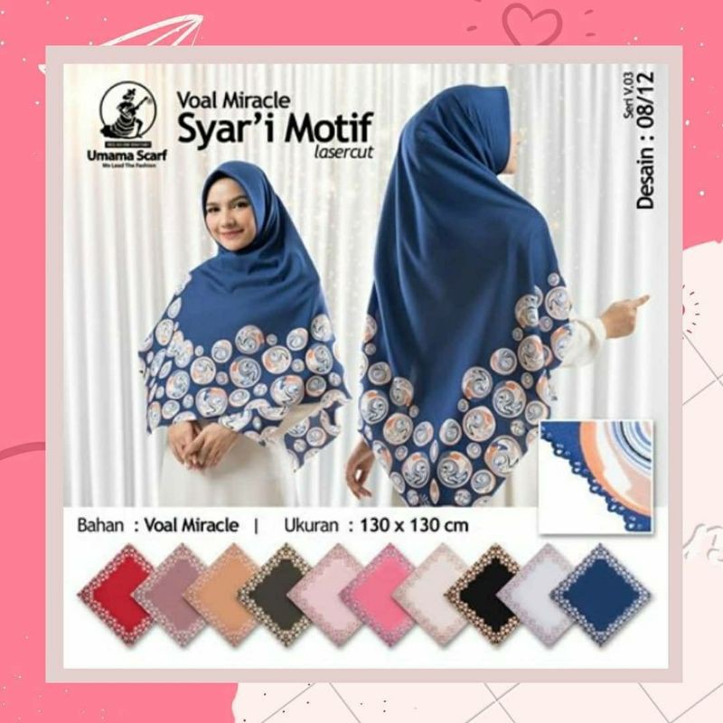 Segiempat Voal Miracle Syari Motif