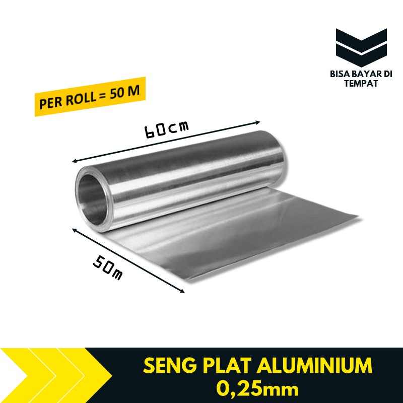 Seng Plat Aluminium Alumunium 0,25mm 1 Roll 50 Meter