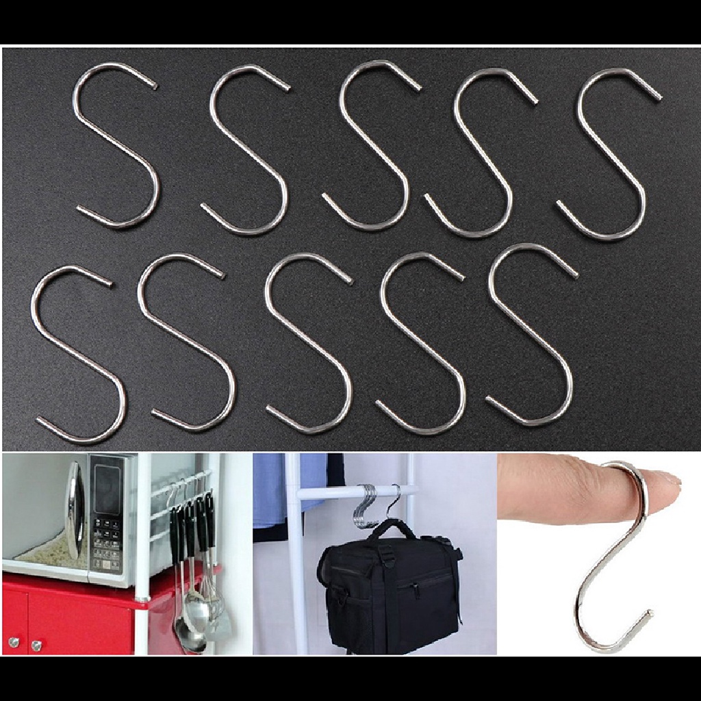 [justbuyingg.id] 10pcs S Shaped Hooks Kitchen Hanger Storage Holders Organizer Home Essential ID