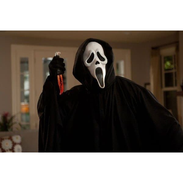 Topeng scream dengan Jubah hitam penutup kepala Halloween