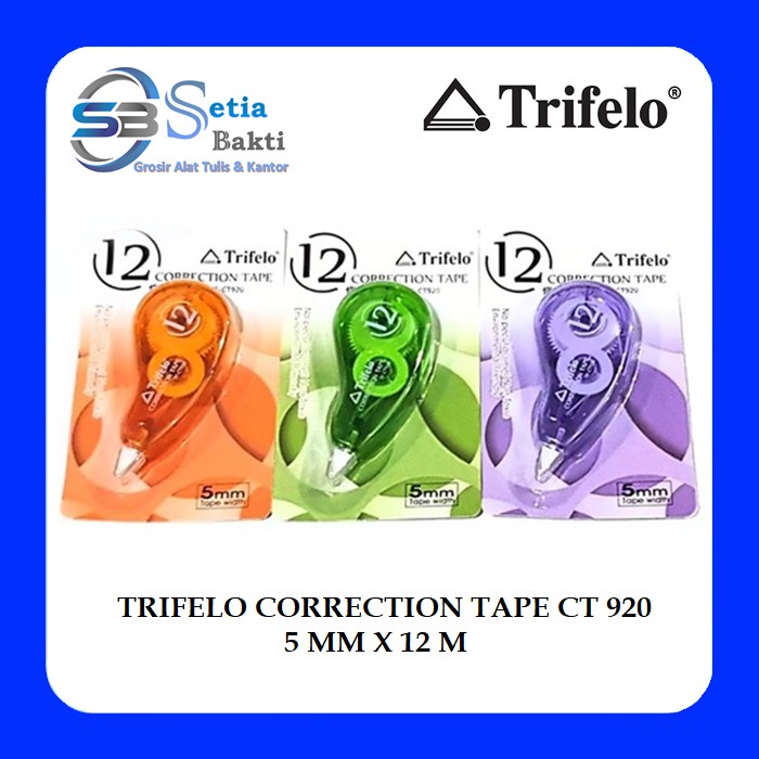 

TRIFELO Correction Tape CT 920 - Tip Ex Kertas 5 mm x 12 meter - 1 Pcs
