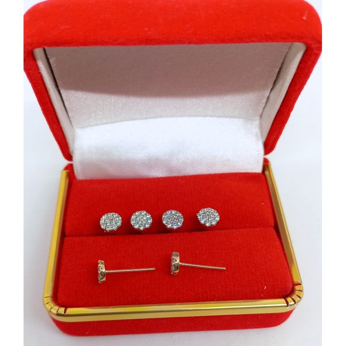 ANTING /GIWANG PERAK ASLI 925 LAPIS EMAS/GIWANG BULAT MATA PUTIH/GIWANG ASLI SILVER/PERHIASAN ANTING GIWANG PERAK 925 ASLI