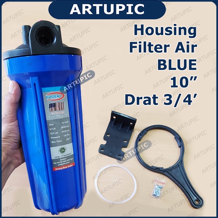 Housing Filter Air 10&quot; BIRU Drat 3/4&quot; Eugen Saringan Air Tanpa Sedimen Filter Air Hosing Houshing Filter Air Sedimen Blue Biru