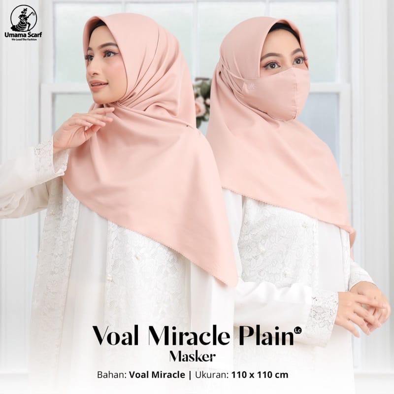 Hijab Segiempat Basic Voal Miracle Polos Kerudung Segiempat Basic Voal Miracle Umama set Masker Pasar Hija'b