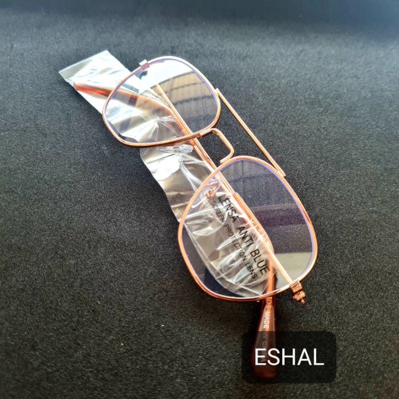 Kacamata Anak Anti Radiasi Hp Komputer Laptop gaya Retro Aviator Besi-Gold