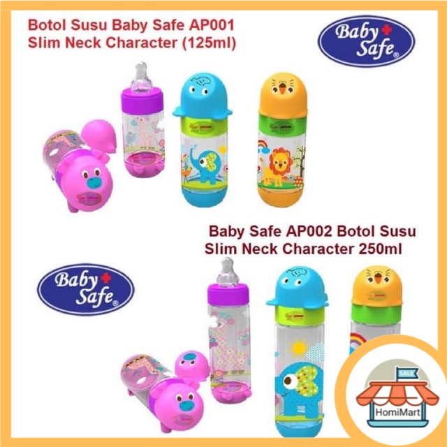 homimart I BABY SAFE Reguler Slim Neck Bottle AP001 &amp; AP002 (Botol Minum Susu Anak Bayi)