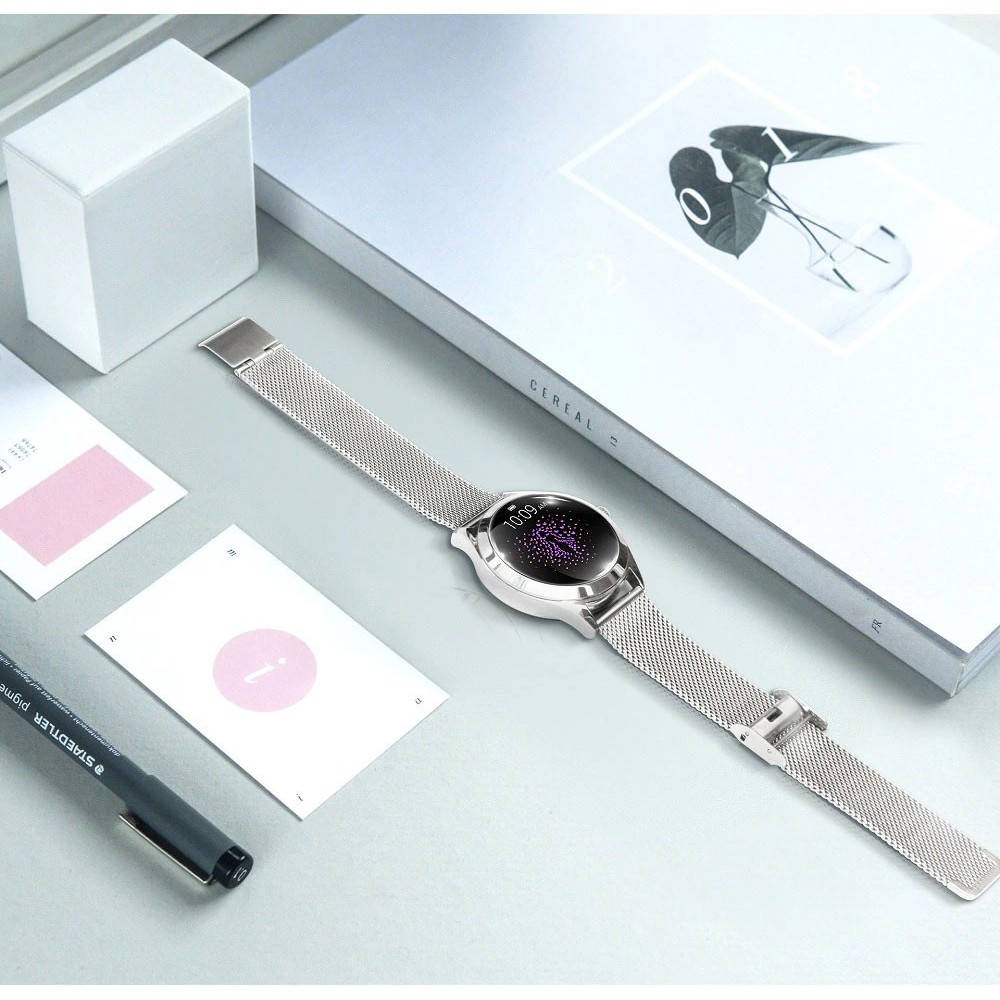 KINGWEAR KW10 - IP68 Smart Watch for Female with Steel Strap - Silver (Ladies Watch w/ Steel Strap)