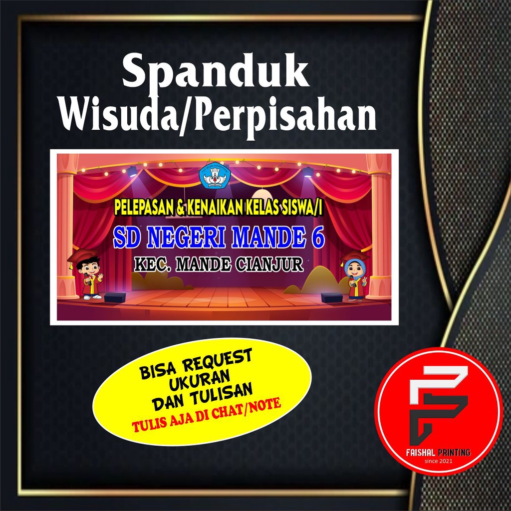 Spanduk Wisuda  / Spanduk Perpisahan TK,PAUD,KOBER,SD,SMP  / Spanduk Kustom Ukuran 2 x 1 meter