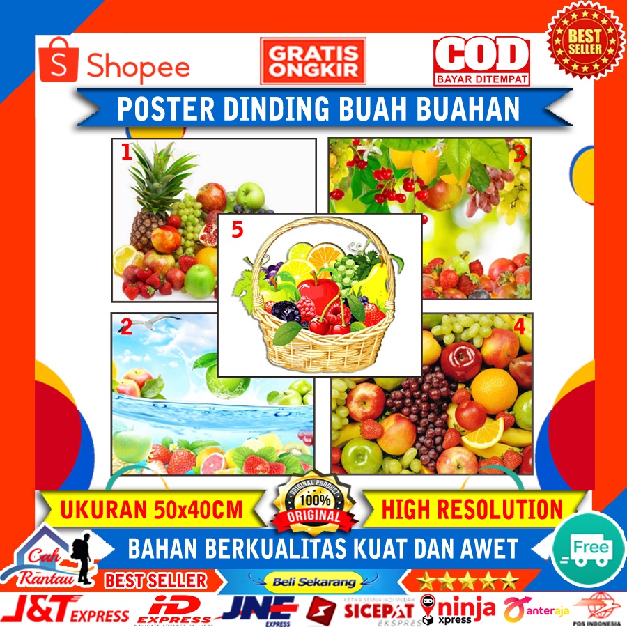 Hiasan Poster Pajangan Dekorasi Dinding Gambar Buah Buahan Segar