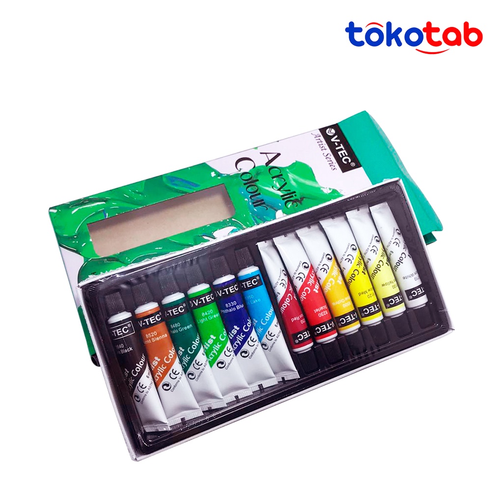 

Cat Akrilik V-TEC Acrylic Colours 6 ml 12 Warna 18 Warna