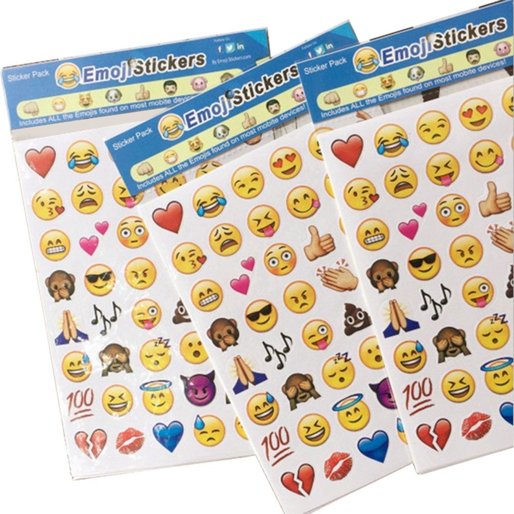 10 Lembar Stiker Gambar Kartun Emoji Lucu 3Dimensi Bahan Stiker PVC