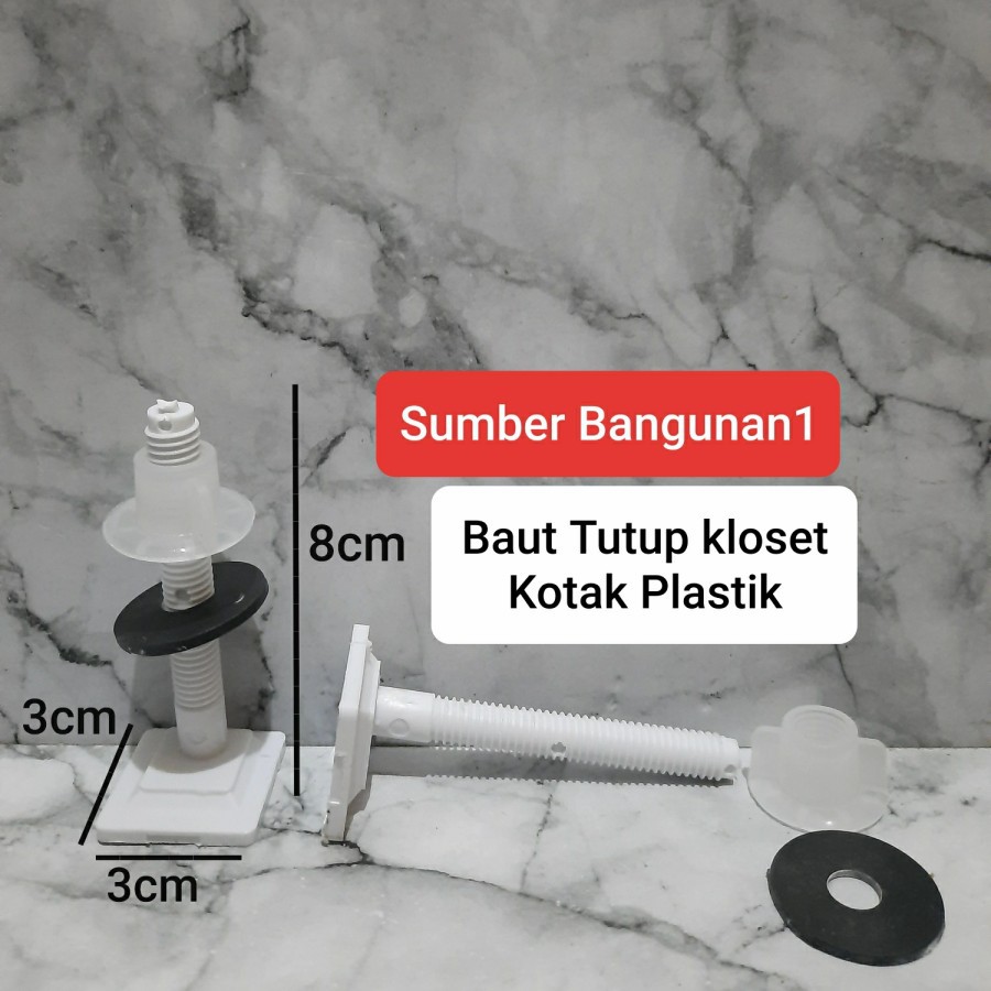 Baut tutup kloset kotak putih | Baut plastik closet PVC