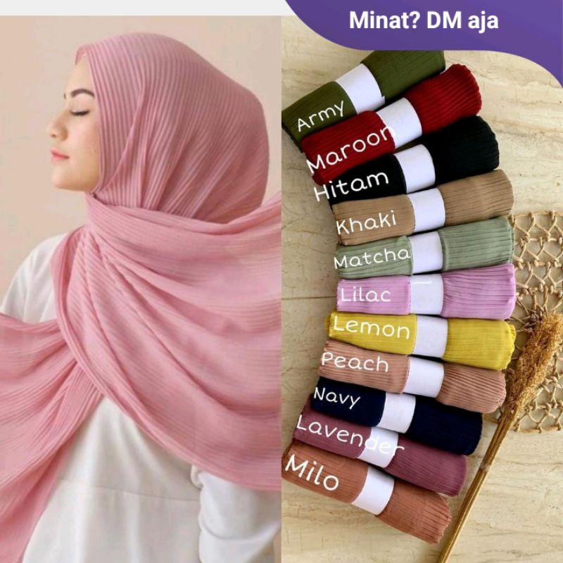 HIJAB WANITA PASHMINA PLISKET HYGET   VMIT-004Variasi： RANDOM WARNA, HITAM, NAVY, ABU DARK GREY, MAR