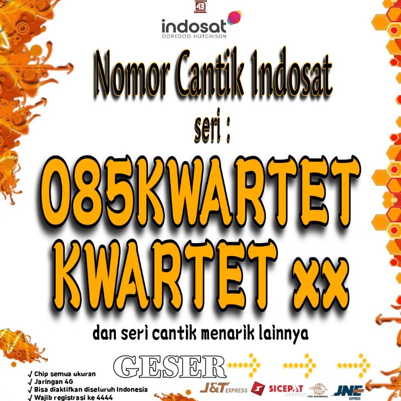 Nomor Cantik Im3/Indosat Kwartet Mudah dihafal 4G Lte Kwartet 2222 3333 7777