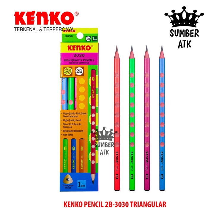 

Kusus Hari Ini Pensil Pencil 2B 3030 1 Lusin ( 12 Pcs ) Kenko Triangular Hemat