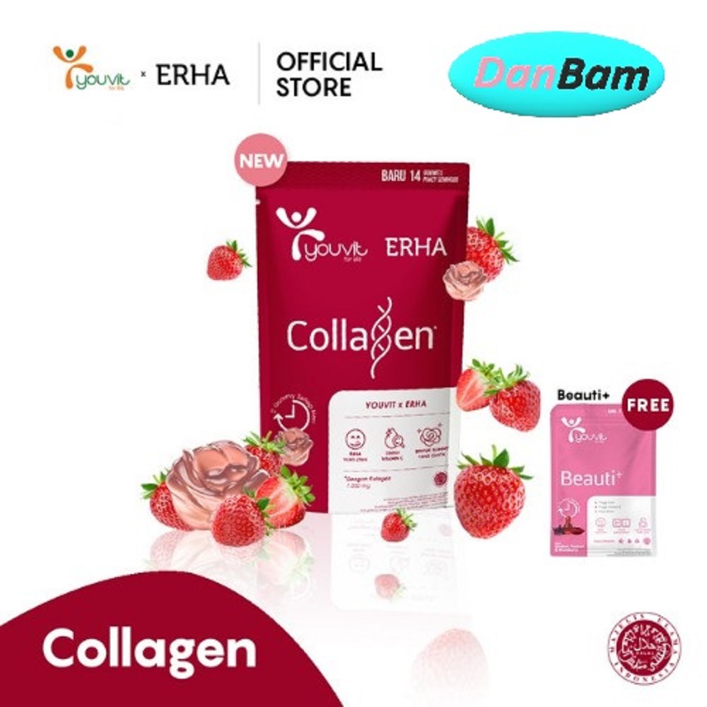 Youvit x Erha Collagen 1 Pouch isi 14 Gummies FREE Youvit Beauti