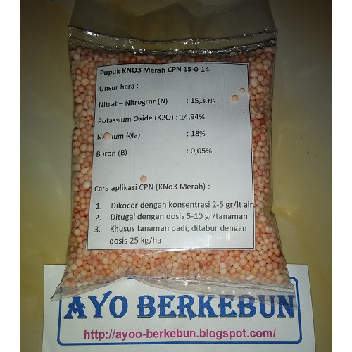 Pupuk KNO3 Merah CPN 15-0-14 (REPACKING) 200 gram - Pupuk KNO 3 Pak Tani - Pupuk Pak Tani - Pupuk Un
