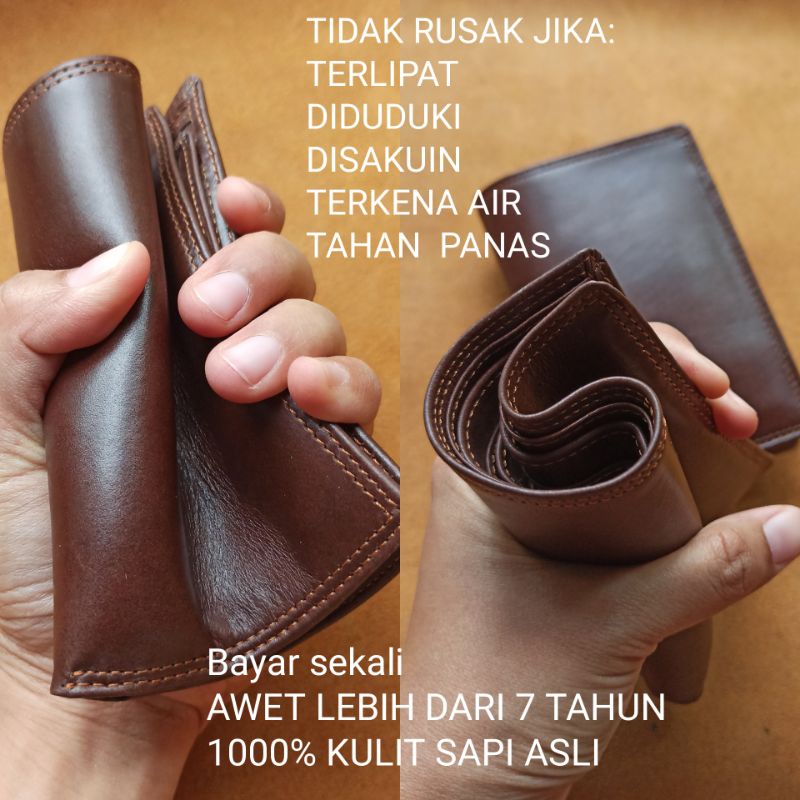 DOMPET PRIA  KULIT ASLI FULL CUSTOM NAMA MODEL BERDIRI SLOT KARTU BANYAK ORI