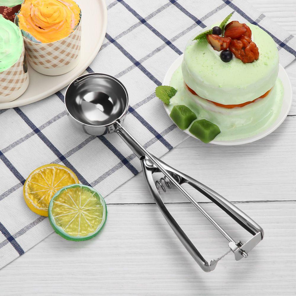 Solighter Sendok Es Krim Alat Dapur Tahan Lama Spring Handle Spoon Ball Scoop Tool