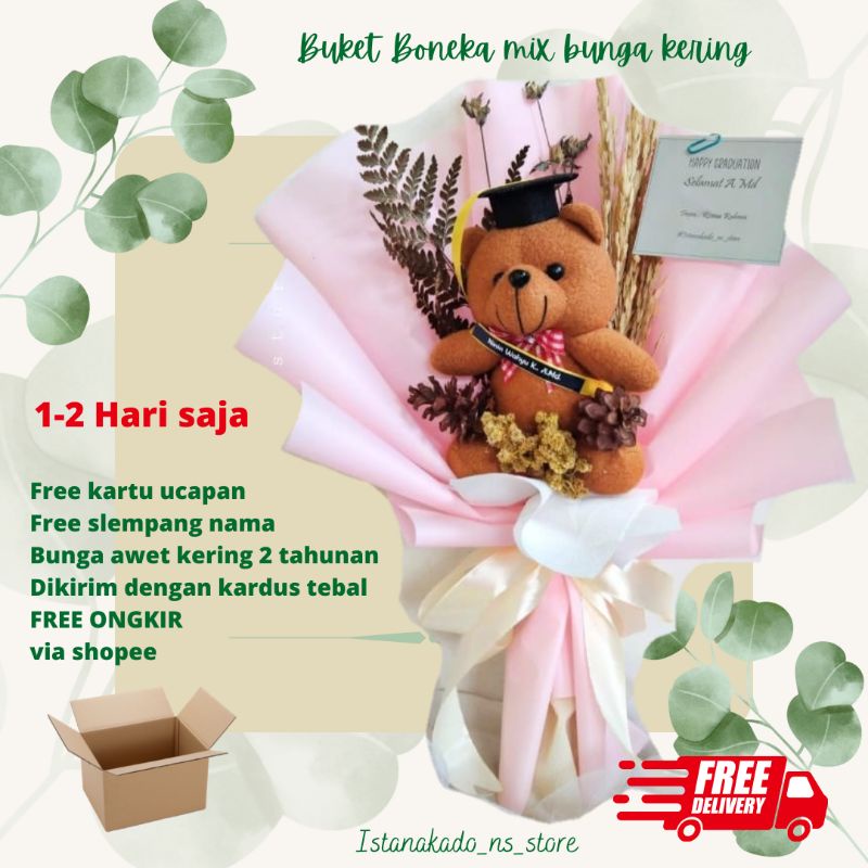 Buket Boneka Buket Wisuda Buket Bunga Kering Buket Hadiah Wisuda Hand buket | Buket flanel