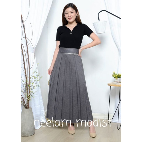 Rok Kerja Plisket Wanita Premium / Rok plisket Kantor Wanita S.M.L.XL