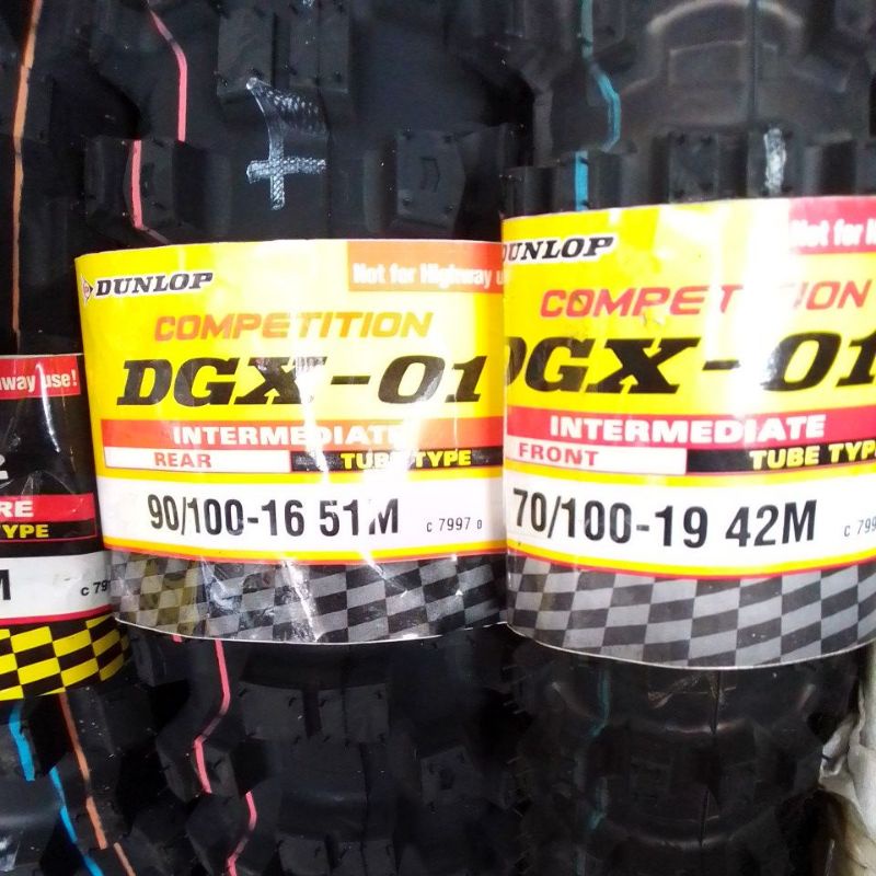 ban cross Dunlop dgx-01 ring 16/19 sepasang depan dan belakang ukuran 90-100/16 dan 70-100/19