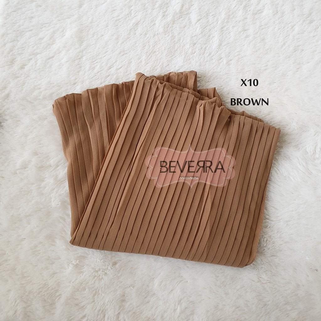 HIJAB PASHMINA PASMINA PHASMINA PLISKET PLEATED SHAWL HEAVY CHIFFON CRINKLE CRINCLE PRISKET - A30-X10 - BROWN