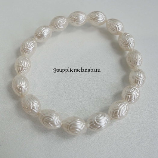 GELANG Mutiara Sintetis TELUR PASKAH 10MM WHITE PEARL bingkisan cantik