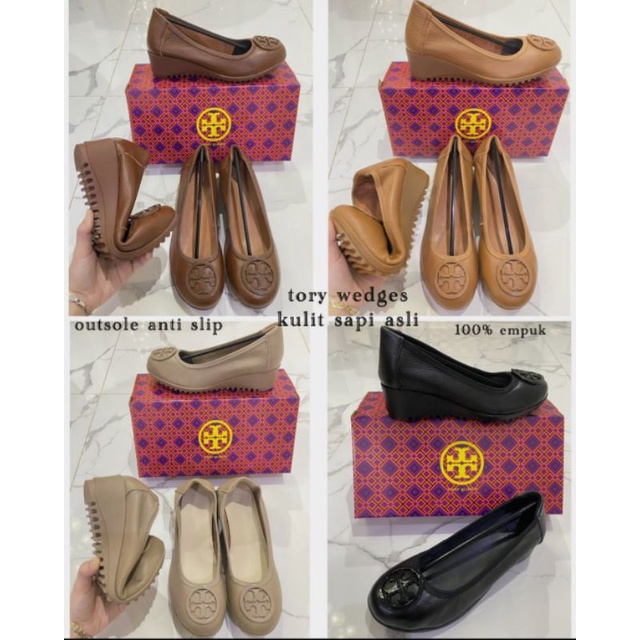 Tory burch wedges kulit sapi asli 100%