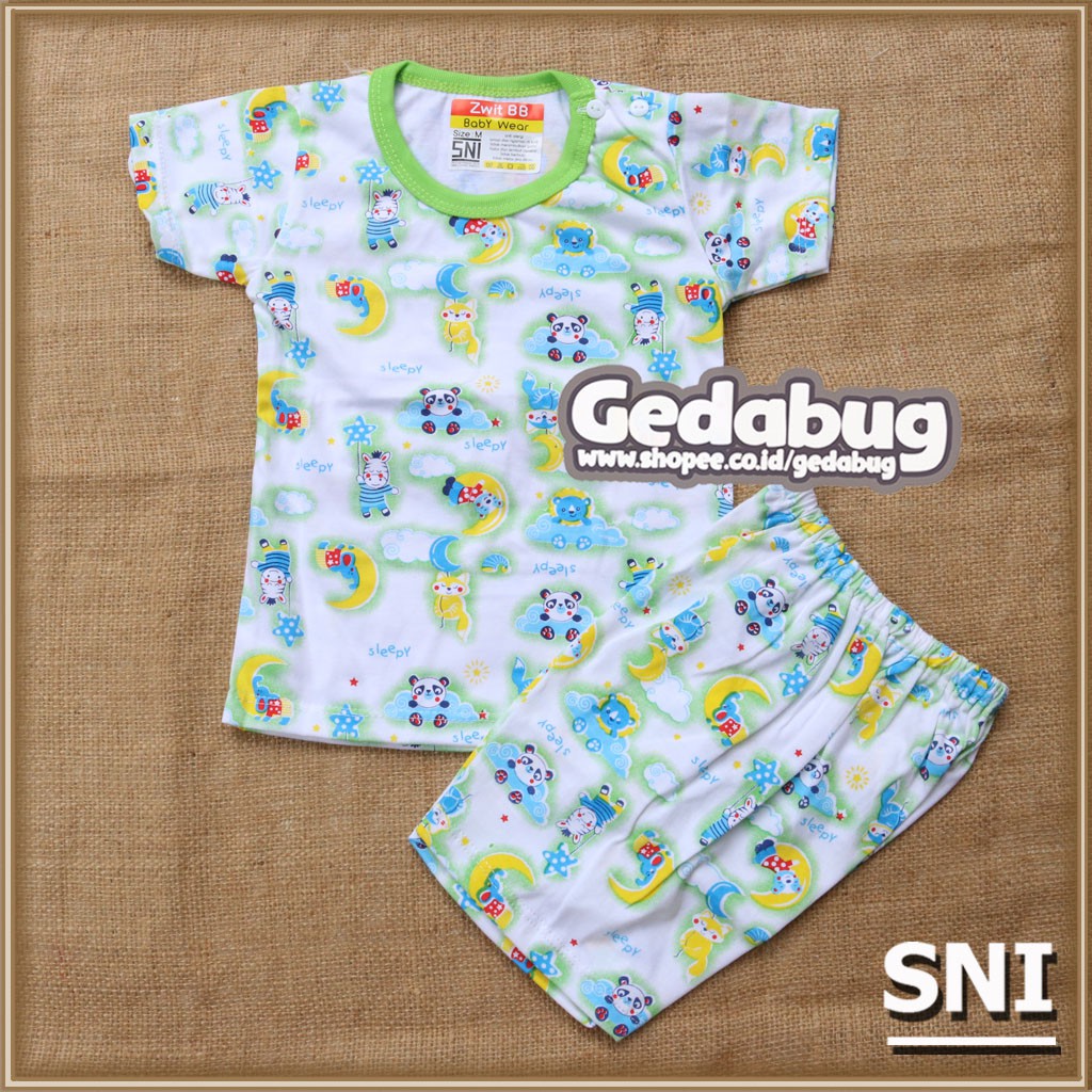 Setelan Piyama Bayi dan anak Standar SNI Swit Zwit BB KAOS Pendek Setelan Bayi Motif Kecil PENDEK