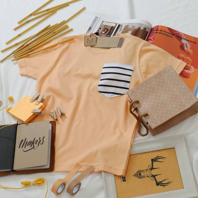 Bajubaja basic pocket baby orange junior kaos  polos  anak 