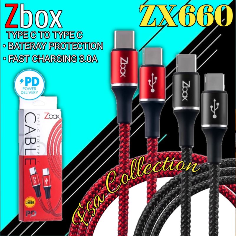 Kabel Data Zbox ZX660 Support Fast Charging 3.0A Type C to Type C/ Type C to Lightning/ Lightning to Type C