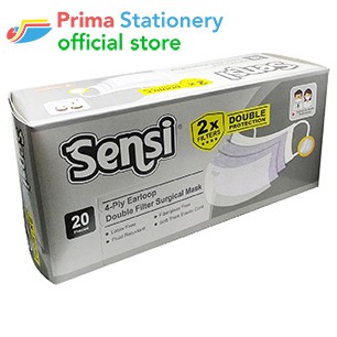 Sensi Mask 4ply Double Filter Surgical Mask White Earloop /20 Masker 4 Lapis