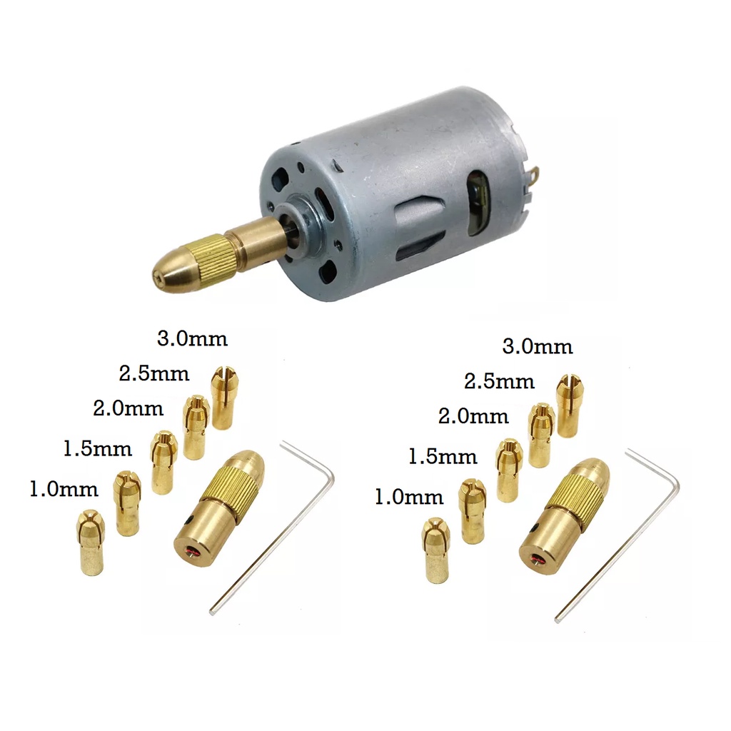 [HAEBOT] Chuck Set 2mm 2.3mm 3.17mm 4mm 5mm Kepala Bor Mini Drill Bit DC Motor 3 - 12V 1.0 - 3.0 mm PCB 5 Collet