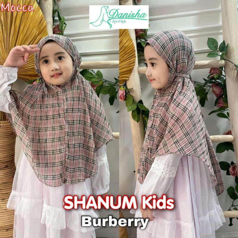 Jilbab Bergo Maryam Shanum Motif Kotak Plisket Kids Original Danisha