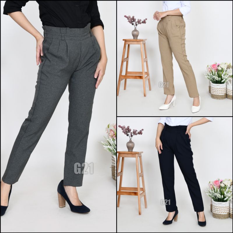 Celana Kerja Wanita Kantor Pinggang Karet Bahan Formal Hitam Polos Panjang Model Baggy Pants High Premium Quality Celana Hitam Wanita Celana Kerja Wanita Kantor Celana Bahan Kerja Wanita Celana Bahan Panjang Wanita Celana Hitam Panjang Wanita