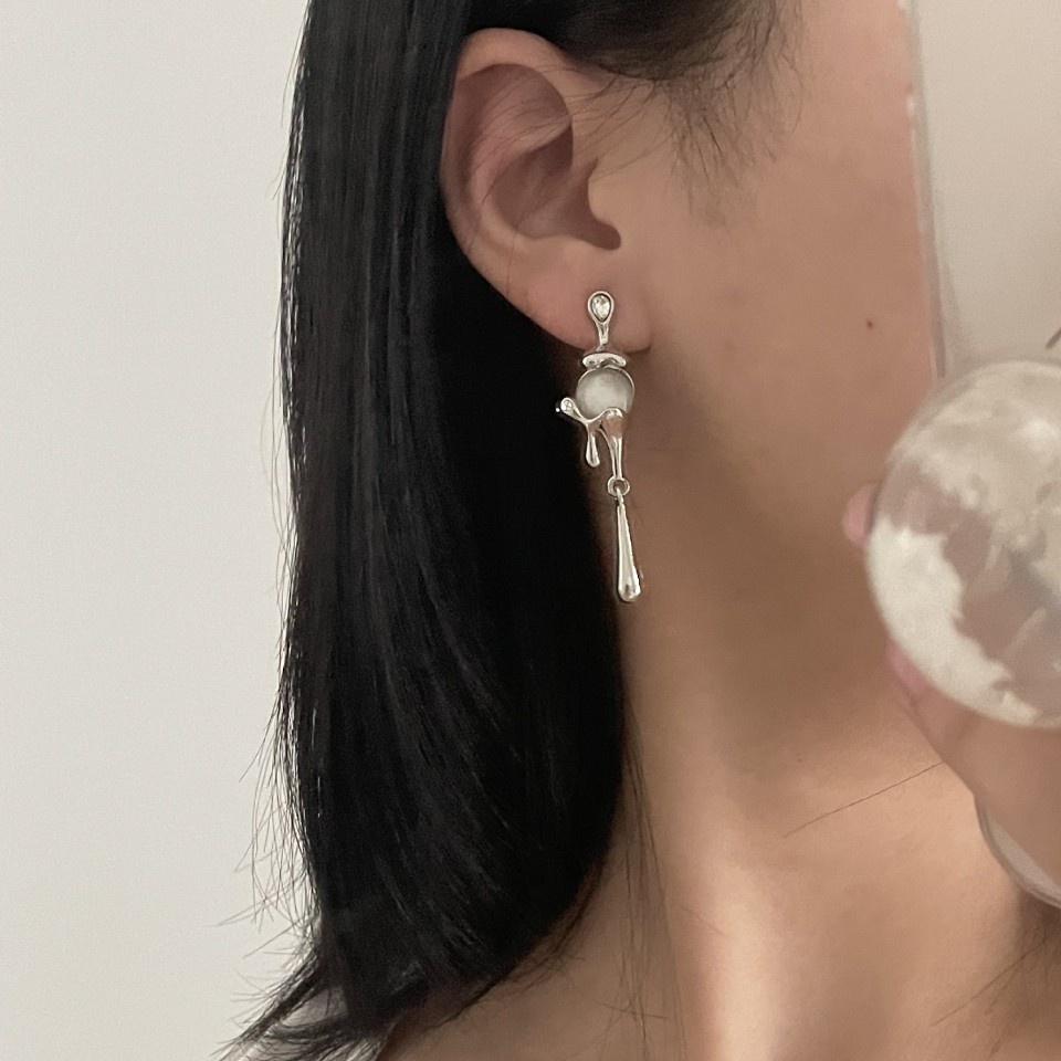 Anting Panjang Bentuk Waterdrop Opal Gaya Harajuku