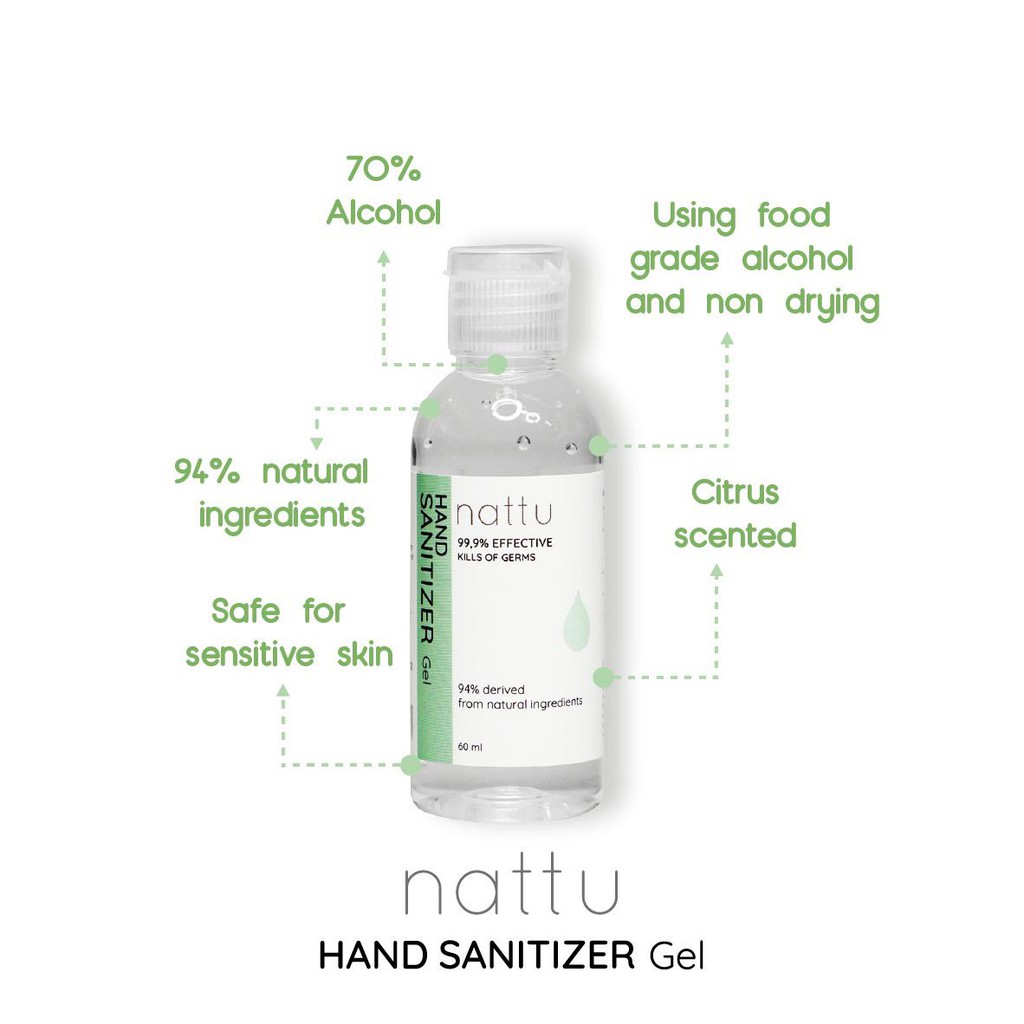 [FOOD GRADE] NATTU Hand Sanitiser Gel 60ml