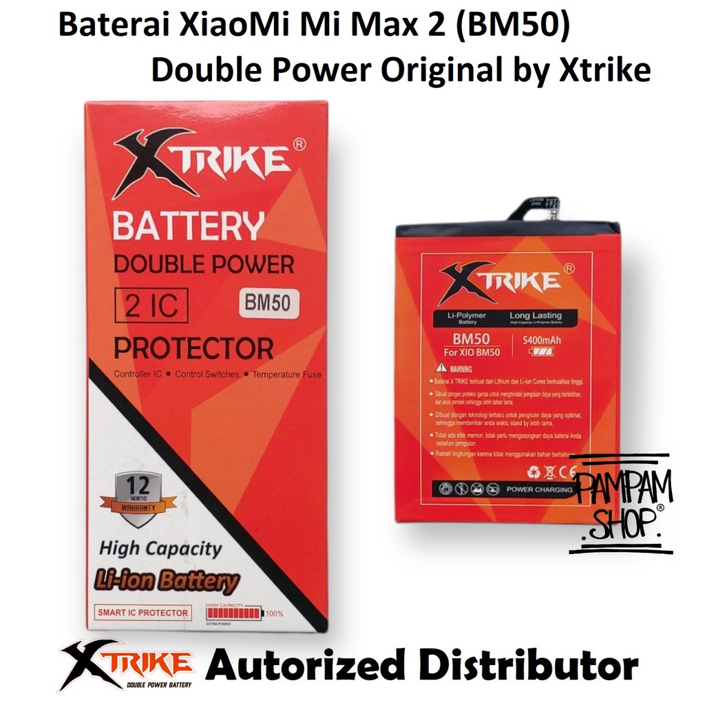 Baterai XTRIKE Double Power Original XiaoMi Mi Max 2 BM50 Batre Batrai Battery SEIN Ori Handphone HP Xiao Mi BM 50