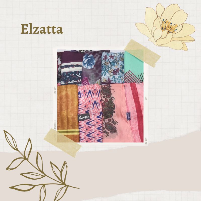 Elzatta Kerudung Segi Empat Motif