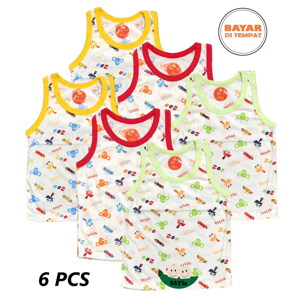 BAYIe -  6 PCS Kaos Singlet / Kutung Bayi/Anak Motif CARS AGREE KIDS Size S, M, L, XL