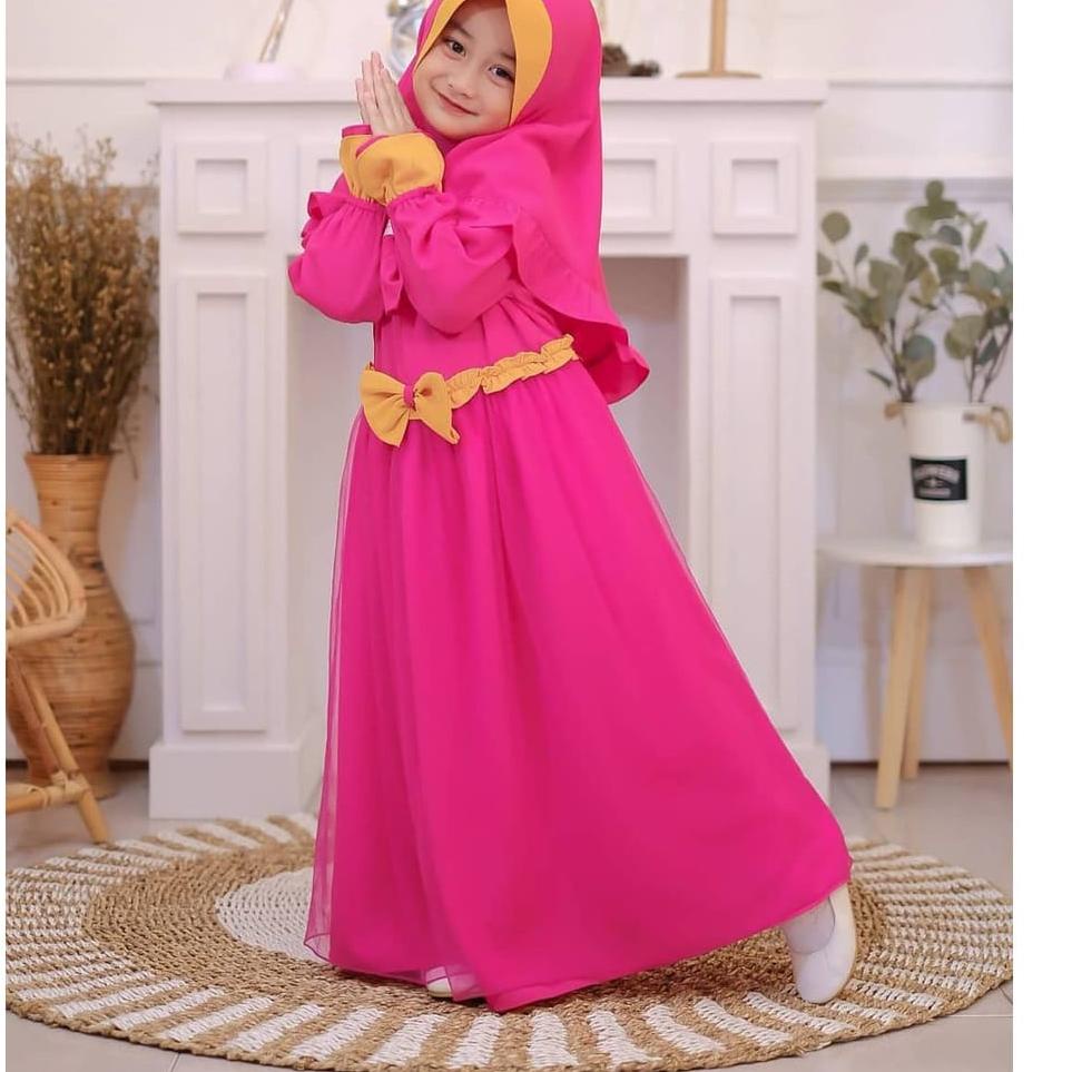 Big Sale.. Gamis Anak Trendi (Free Jilbab) RAYA KIDS Gamis Syari Anak Set Khimar Gamis Anak Perempua