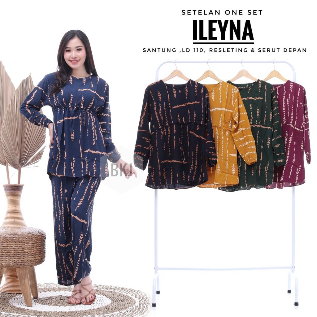 SETELAN RAYON TIE DYE ILEYNA / ONE SET 2IN1 BLOUSE + CELANA RAYON SETELAN WANITA KEKINIAN