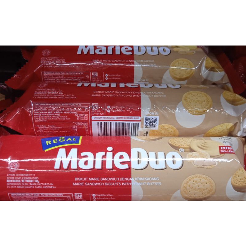 

Regal Marie Duo Peanut Butter dan Cokelat 100 Gram