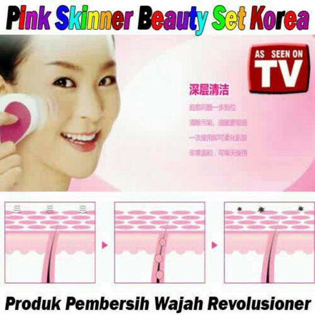 Pink skinner beauty kore, alat pembersih wajah, alat penghilang komedo, jerawat, flek hitam, dll